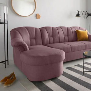 Ecksofa DOMO COLLECTION Papenburg L-Form Sofas Gr. B/H/T: 235cm x 84cm x 142cm, Webstoff, Recamiere links, ohne Bettfunktion, lila (beere) in großer Farbvielfalt, wahlweise mit Bettfunktion