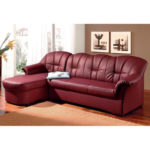 Ecksofa DOMO COLLECTION Papenburg L-Form Sofas Gr. B/H/T: 235cm x 84cm x 82cm, Kunstleder SOFTLUX, Recamiere links, mit Bettfunktion, rot (karminrot) in großer Farbvielfalt, wahlweise mit Bettfunktion