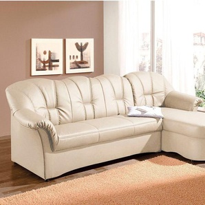 Ecksofa DOMO COLLECTION Papenburg L-Form Sofas Gr. B/H/T: 235cm x 84cm x 82cm, Kunstleder SOFTLUX, Recamiere rechts, mit Bettfunktion, beige (creme) in großer Farbvielfalt, wahlweise mit Bettfunktion