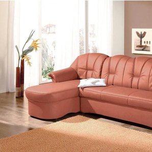 Ecksofa DOMO COLLECTION Papenburg L-Form Sofas Gr. B/H/T: 235cm x 84cm x 82cm, Microfaser PRIMABELLE, Recamiere links, ohne Bettfunktion, orange (terrakotta) in großer Farbvielfalt, wahlweise mit Bettfunktion