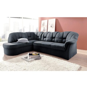 Ecksofa DOMO COLLECTION Papenburg L-Form Sofas Gr. B/H/T: 241cm x 84cm x 178cm, Kunstleder SOFTLUX, Ottomane links, ohne Bettfunktion, schwarz mit Ottomane, wahlweise Bettfunktion