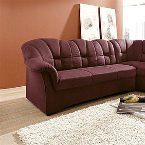 Ecksofa DOMO COLLECTION Papenburg L-Form Sofas Gr. B/H/T: 241cm x 84cm x 178cm, Kunstleder SOFTLUX, Ottomane rechts, ohne Bettfunktion, rot (karminrot) mit Ottomane, wahlweise Bettfunktion