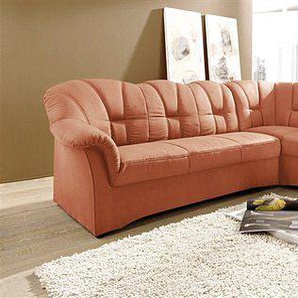 Ecksofa DOMO COLLECTION Papenburg L-Form Sofas Gr. B/H/T: 241cm x 84cm x 178cm, Microfaser PRIMABELLE, Ottomane rechts, mit Bettfunktion, orange (terrakotta) mit Ottomane, wahlweise Bettfunktion