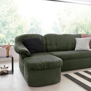 Ecksofa DOMO COLLECTION Pegnitz L-Form Sofas Gr. B/H/T: 238cm x 82cm x 141cm, Struktur fein, Recamiere links, ohne Bettfunktion, grün wahlweise mit Bettfunktion