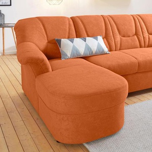 Ecksofa DOMO COLLECTION Sarafina L-Form Sofas Gr. B/H/T: 232cm x 83cm x 146cm, Microfaser PRIMABELLE, Recamiere links, ohne Bettfunktion-ohne Federkern, orange (terrakotta) wahlweise mit Bettfunktion, optional Federkern