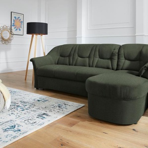 Ecksofa DOMO COLLECTION Sarafina L-Form Sofas Gr. B/H/T: 232 cm x 83 cm x 146 cm, Struktur fein, Recamiere rechts, mit Bettfunktion-mit Federkern, grün wahlweise mit Bettfunktion, optional Federkern