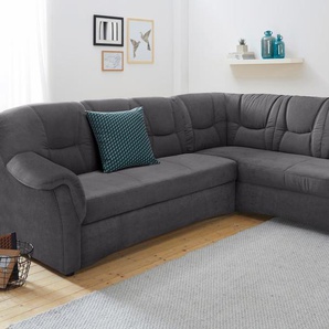 Ecksofa DOMO COLLECTION Sarafina L-Form Sofas Gr. B/H/T: 240 cm x 83 cm x 190 cm, Luxus-Microfaser, langer Schenkel links, mit Bettfunktion-mit Federkern, grau (anthrazit) wahlweise mit Bettfunktion, optional Federkern