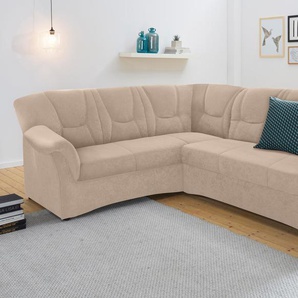 Ecksofa DOMO COLLECTION Sarafina L-Form Sofas Gr. B/H/T: 240cm x 83cm x 190cm, Microfaser PRIMABELLE, langer Schenkel rechts, ohne Bettfunktion-ohne Federkern, beige (natur) wahlweise mit Bettfunktion, optional Federkern