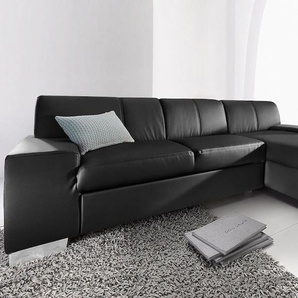 Ecksofa DOMO COLLECTION Star L-Form Sofas Gr. B/H/T: 248cm x 74cm x 150cm, Kunstleder SOFTLUX, Recamiere rechts, mit Bettfunktion, schwarz wahlweise mit Bettfunktion