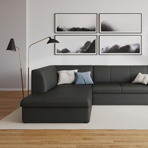 Ecksofa DOMO COLLECTION Topper L-Form Sofas Gr. B/H/T: 237cm x 78cm x 200cm, Kunstleder SOFTLUX, Ottomane links, Ohne Bettfunktion, grau (dunkelgrau) mit Ottomane, wahlweise Schlaffunktion