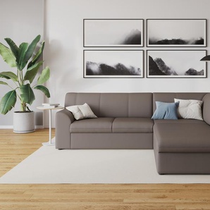 Ecksofa DOMO COLLECTION Topper L-Form Sofas Gr. B/H/T: 237cm x 78cm x 200cm, Kunstleder SOFTLUX, Ottomane rechts, Ohne Bettfunktion, braun (schlamm) mit Ottomane, wahlweise Schlaffunktion