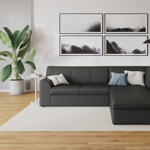 Ecksofa DOMO COLLECTION Topper L-Form Sofas Gr. B/H/T: 237cm x 78cm x 200cm, Kunstleder SOFTLUX, Ottomane rechts, Ohne Bettfunktion, grau (dunkelgrau) mit Ottomane, wahlweise Schlaffunktion