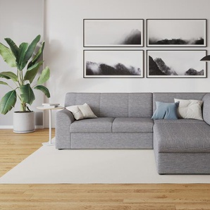 Ecksofa DOMO COLLECTION Topper L-Form Sofas Gr. B/H/T: 237cm x 78cm x 200cm, Struktur, Ottomane rechts, Ohne Bettfunktion, grau (weiß-grau) mit Ottomane, wahlweise Schlaffunktion