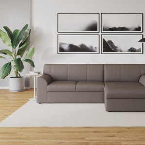 Ecksofa DOMO COLLECTION Topper L-Form Sofas Gr. B/T: 245cm x 155cm, Kunstleder SOFTLUX, Recamiere rechts, Mit Bettfunktion, braun (schlamm) mit Recamiere, wahlweise Schlaffunktion