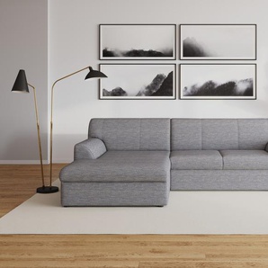 Ecksofa DOMO COLLECTION Topper L-Form Sofas Gr. B/T: 245cm x 155cm, Struktur, Recamiere links, Ohne Bettfunktion, grau (weiß-grau) mit Recamiere, wahlweise Schlaffunktion