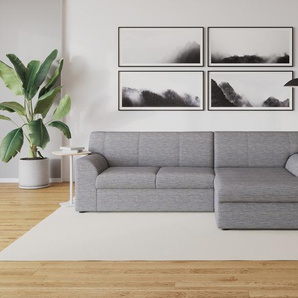 Ecksofa DOMO COLLECTION Topper L-Form Sofas Gr. B/T: 245cm x 155cm, Struktur, Recamiere rechts, Ohne Bettfunktion, grau (weiß-grau) mit Recamiere, wahlweise Schlaffunktion