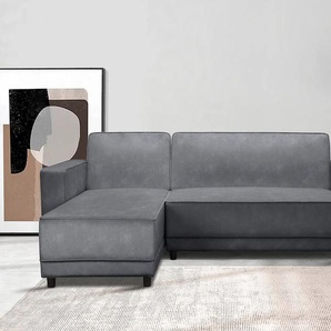 Ecksofa DOREL HOME Allie Schlafsofa 230 cm mit Relaxfunktion in der Rückenlehne Sofas Gr. B/H/T: 230cm x 82cm x 154cm, Veloursstoff, Recamiere beidseitig montierbar, grau (anthrazit) Schlaffunktion (108194,5cm), trendiger Cord o. pflegeleichter Velours