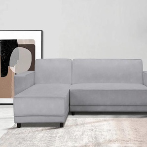 Ecksofa DOREL HOME Allie Schlafsofa 230 cm mit Relaxfunktion in der Rückenlehne Sofas Gr. B/H/T: 230cm x 82cm x 154cm, Veloursstoff, Recamiere beidseitig montierbar, grau (hellgrau) Schlaffunktion (108194,5cm), trendiger Cord o. pflegeleichter Velours