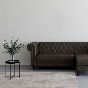 Ecksofa DOREL HOME Felix, L-Form, 241 cm (Liegefl.108x195 cm), Recamiere tauschbar Sofas Gr. B/H/T: 241cm x 83cm x 154cm, Luxus-Microfaser Vintage, Recamiere beidseitig montierbar, grau (anthrazit) verstellb. Rückenlehne, Bett-Funktion, Velours,