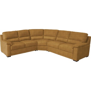 Ecksofa EGOITALIANO Doris, modernes Designsofa mit klassischen Elementen Sofas Gr. B/H/T: 266 cm x 90 cm x 246 cm, Lu x us-Microfaser Lederoptik, langer Schenkel rechts, gelb Ecksofas tolle Detailverarbeitung, super bequeme Rückenlehne