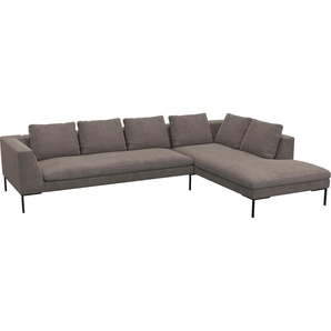 Ecksofa FLEXLUX Loano, superbequemer Sitzkomfort durch Kaltschaum im Sitz, L-Form Sofas Gr. B/H/T: 319 cm x 86 cm x 230 cm, Struktur, lange Ottomane rechts, braun (taupe brown) modernes Sofa, frei im Raum stellbar, lose Kissen, hoher Fuß