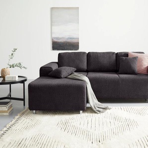 Ecksofa GUIDO MARIA KRETSCHMER HOME & LIVING Györ Sofas Gr. B/H/T: 235cm x 88cm x 160cm, Boucle, Recamiere links, mit Bettfunktion und Bettkasten, grau (anthrazit) L-Form, wahlweise mit Bettfunktion und Bettkasten incl. 2 Zierkissen