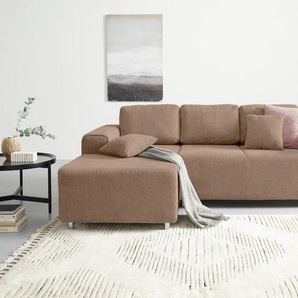 Ecksofa GUIDO MARIA KRETSCHMER HOME & LIVING Györ Sofas Gr. B/H/T: 235cm x 88cm x 160cm, Boucle, Recamiere links, ohne Bettfunktion und Bettkasten, grau (taupe) L-Form, wahlweise mit Bettfunktion und Bettkasten incl. 2 Zierkissen