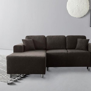 Ecksofa GUIDO MARIA KRETSCHMER HOME & LIVING Györ Sofas Gr. B/H/T: 235cm x 88cm x 160cm, Microfaser, Recamiere links, ohne Bettfunktion-ohne Bettkasten, grau L-Form, wahlweise mit Bettfunktion und Bettkasten incl. 2 Zierkissen