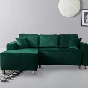 Ecksofa GUIDO MARIA KRETSCHMER HOME & LIVING Györ Sofas Gr. B/H/T: 235cm x 88cm x 160cm, Samtoptik, Recamiere links, ohne Bettfunktion-ohne Bettkasten, rot L-Form, wahlweise mit Bettfunktion und Bettkasten incl. 2 Zierkissen