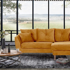 Ecksofa GUTMANN FACTORY Sofas Gr. B/H/T: 210cm x 70cm x 156cm, Samtoptik, gelb