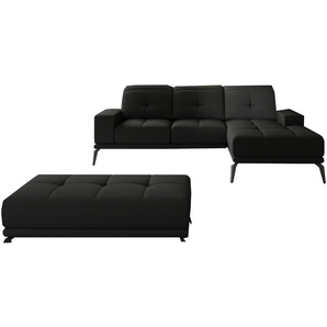 Ecksofa + Hocker FLORENSO 27 Schwarz