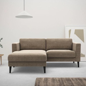 Ecksofa HOME AFFAIRE Amancey, L-Form, Cord oder weicher wasserabweisender Strukturstoff Sofas Gr. B/H/T: 215cm x 83cm x 158cm, Struktur weich, Longchair links, grau (taupe) Breite 255 cm, mit Massivholzrahmen, Komfortschaum