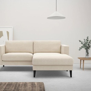 Ecksofa HOME AFFAIRE Amancey, L-Form, Cord oder weicher wasserabweisender Strukturstoff Sofas Gr. B/H/T: 215cm x 83cm x 158cm, Struktur weich, Longchair rechts, beige (natural) Breite 255 cm, mit Massivholzrahmen, Komfortschaum