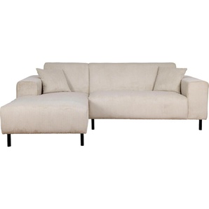 Ecksofa HOME AFFAIRE ARROS L-Form Sofas Gr. B/H/T: 235cm x 81cm x 163cm, Cord, Recamiere links, beige (creme) incl. loser Zierkissen, Maße BTH: 23516381 cm, auch in Cord