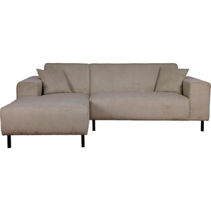 Ecksofa HOME AFFAIRE ARROS L-Form Sofas Gr. B/H/T: 235cm x 81cm x 163cm, Cord, Recamiere links, grau (taupe) incl. loser Zierkissen, Maße BTH: 23516381 cm, auch in Cord