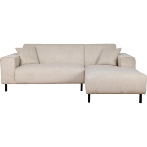 Ecksofa HOME AFFAIRE ARROS L-Form Sofas Gr. B/H/T: 235cm x 81cm x 163cm, Cord, Recamiere rechts, beige (creme) incl. loser Zierkissen, Maße BTH: 23516381 cm, auch in Cord