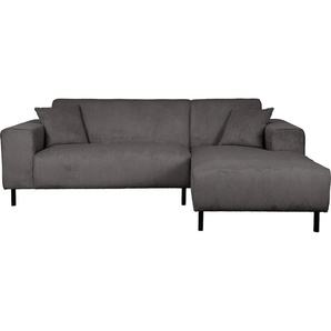 Ecksofa HOME AFFAIRE ARROS L-Form Sofas Gr. B/H/T: 235cm x 81cm x 163cm, Cord, Recamiere rechts, grau incl. loser Zierkissen, Maße BTH: 23516381 cm, auch in Cord