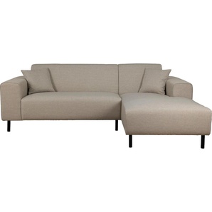 Ecksofa HOME AFFAIRE ARROS L-Form Sofas Gr. B/H/T: 235cm x 81cm x 163cm, Struktur fein, Recamiere rechts, grau (taupe) incl. loser Zierkissen, Maße BTH: 23516381 cm, auch in Cord