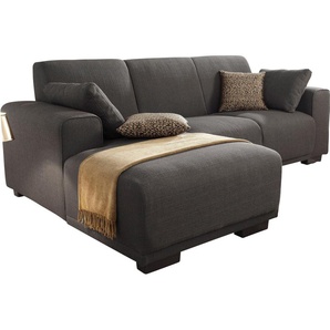 Ecksofa HOME AFFAIRE Bornholm incl. 2 Kissen, Stellmaße 234x162 cm L-Form Sofas Gr. B/H/T: 234cm x 85cm x 162cm, Struktur, Recamiere links, braun (dunkelbraun) Recamiere wahlweise links oder rechts bestellbar