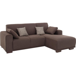 Ecksofa HOME AFFAIRE Bornholm incl. 2 Kissen, Stellmaße 234x162 cm L-Form Sofas Gr. B/H/T: 234cm x 85cm x 162cm, Struktur, Recamiere rechts, braun (dunkelbraun) Recamiere wahlweise links oder rechts bestellbar