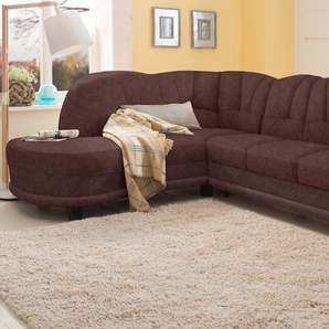 Ecksofa HOME AFFAIRE Camelita L-Form Sofas Gr. B/H/T: 231cm x 86cm x 81cm, Microfaser PRIMABELLE, Ottomane links, ohne Bettfunktion, braun (mokka) wahlweise mit Bettfunktion