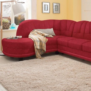 Ecksofa HOME AFFAIRE Camelita L-Form Sofas Gr. B/H/T: 231cm x 86cm x 81cm, Microfaser PRIMABELLE, Ottomane links, ohne Bettfunktion, rot (bordeaux) wahlweise mit Bettfunktion