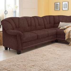 Ecksofa HOME AFFAIRE Camelita L-Form Sofas Gr. B/H/T: 231cm x 86cm x 81cm, Microfaser PRIMABELLE, Ottomane rechts, mit Bettfunktion, braun (mokka) wahlweise mit Bettfunktion