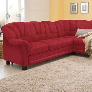 Ecksofa HOME AFFAIRE Camelita L-Form Sofas Gr. B/H/T: 231cm x 86cm x 81cm, Microfaser PRIMABELLE, Ottomane rechts, ohne Bettfunktion, rot (bordeaux) wahlweise mit Bettfunktion