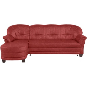 Ecksofa HOME AFFAIRE Camelita L-Form Sofas Gr. B/H/T: 231cm x 86cm x 81cm, Microfaser PRIMABELLE, Recamiere links, ohne Bettfunktion, rot (bordeaux) wahlweise mit Bettfunktion