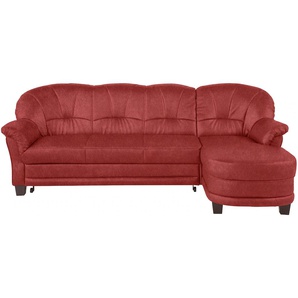 Ecksofa HOME AFFAIRE Camelita L-Form Sofas Gr. B/H/T: 231cm x 86cm x 81cm, Microfaser PRIMABELLE, Recamiere rechts, ohne Bettfunktion, rot (bordeaux) wahlweise mit Bettfunktion