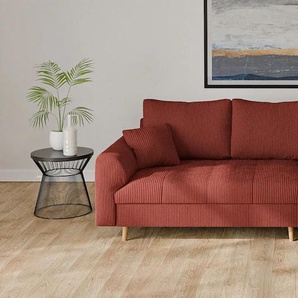 Ecksofa HOME AFFAIRE CHARRE incl. 3 Zierkissen Sofas Gr. B/H/T: 231cm x 81cm x 161cm, Cord, Ottomane rechts, rot L-Form, feine Steppung, lose Rückenkissen, auch in Cord und Bouclé