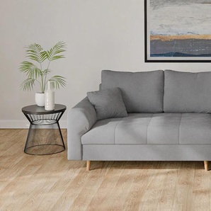 Ecksofa HOME AFFAIRE CHARRE incl. 3 Zierkissen Sofas Gr. B/H/T: 231cm x 81cm x 161cm, Struktur weich, Ottomane rechts, grau L-Form, feine Steppung, lose Rückenkissen, auch in Cord und Bouclé