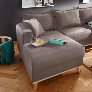 Ecksofa HOME AFFAIRE Edina L-Form Sofas Gr. B/H/T: 228cm x 83cm x 151cm, Baumwollmix, Ottomane links, braun auch in Baumwollmix-Bezug, im skandinavischem Stol