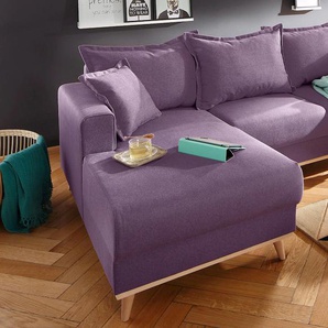 Ecksofa HOME AFFAIRE Edina L-Form Sofas Gr. B/H/T: 228cm x 83cm x 151cm, Baumwollmix, Ottomane links, lila (aubergine) auch in Baumwollmix-Bezug, im skandinavischem Stol